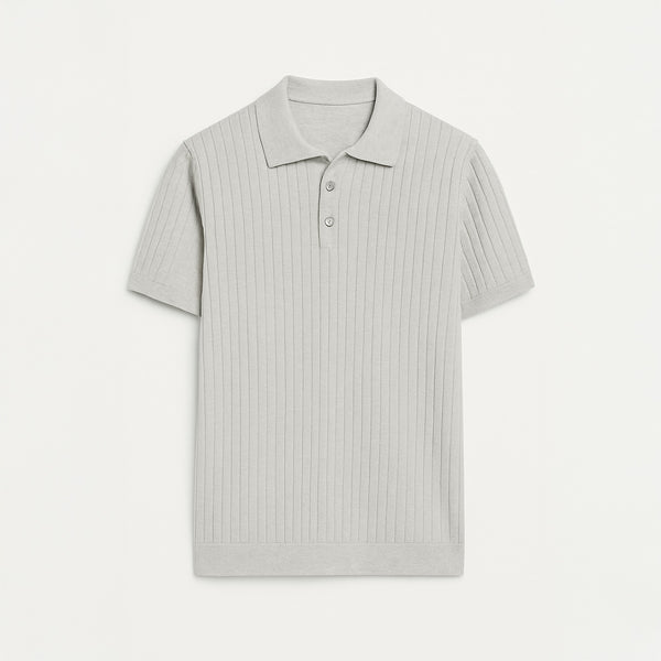 Light Gray Knitted Polo Shirt – Ronvice